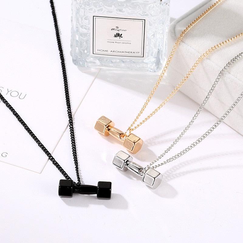 New Arrival Dumbbell Fitness Chain Necklace For Women Men Bodybuilding Gym Barbell Necklaces Fitness Jewelry Gifts - Diamond Cut Muscle