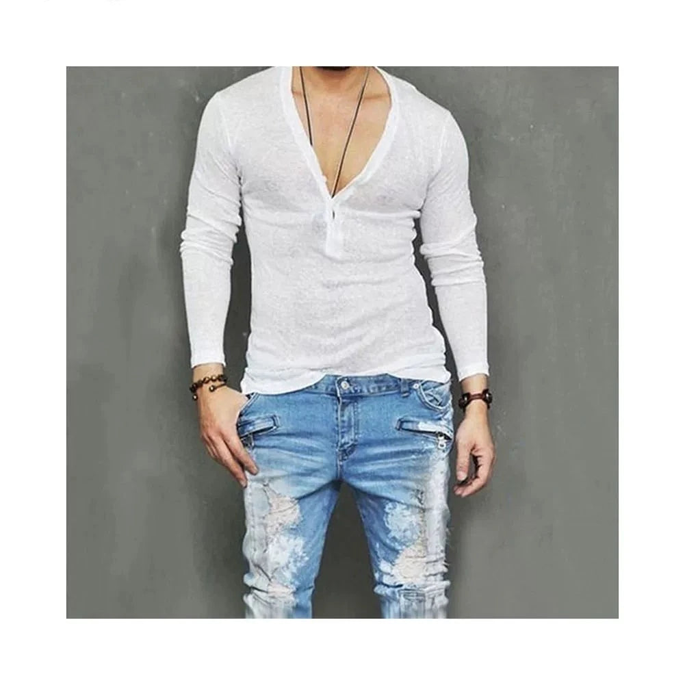 Deep V-Neck Slim Fit T-Shirt - Elevate Your Casual Look