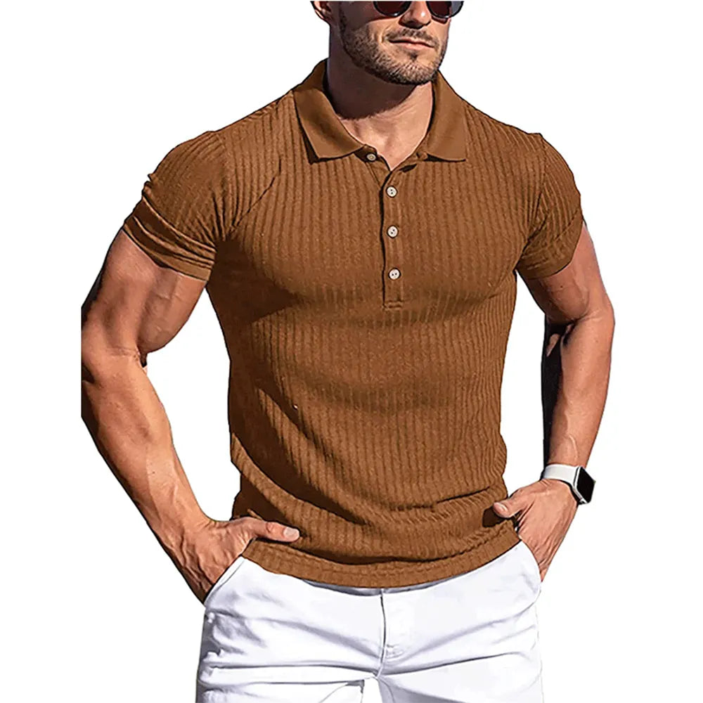 Elevate Your Style &amp; Performance: The Ultimate Men's Physique Fashion Fitness Leisure Polo Shirt